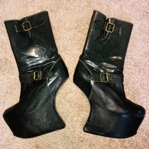 Jeffrey Campbell black half moon heel boots